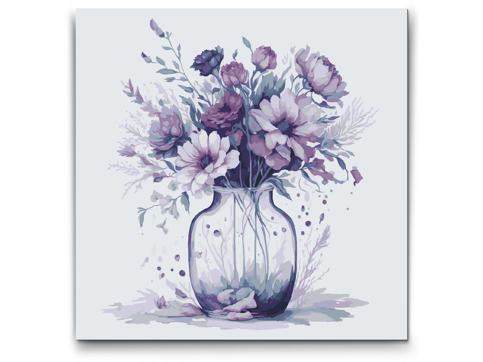 Painting by Numbers - Violet flowers in a glass vase